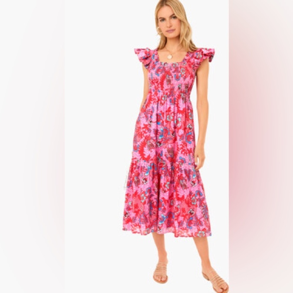 Tuckernuck Bougainvillea Breeze Mallie Dress Pink Floral Smocked